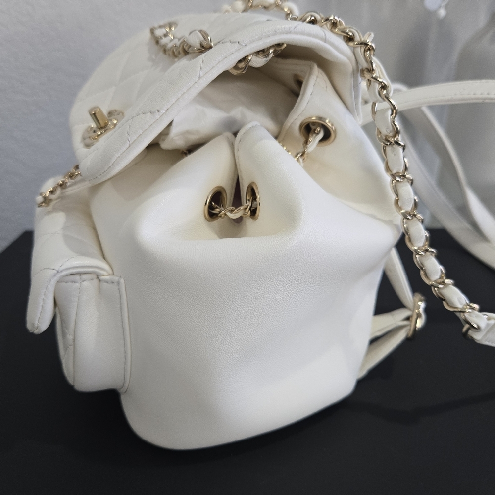 Chanel 22A Duma Backpack White With Gold Hardware - Picture 3 of 11